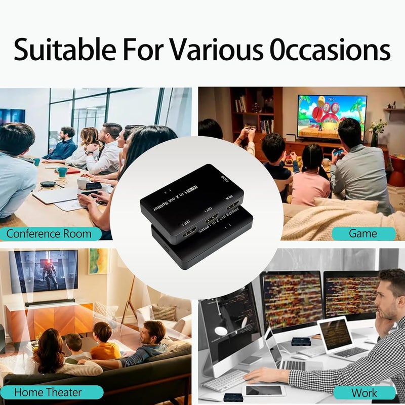 PAKLIMCN HDMI Splitter 1 in 2 Out, 1x2 HDMI Splitter 2 Port Adapter, 4Kx2K@60Hz 3D Full HD Distributor for PS4 Fire Stick HDTV (4K1in 2 Out) - Image 4